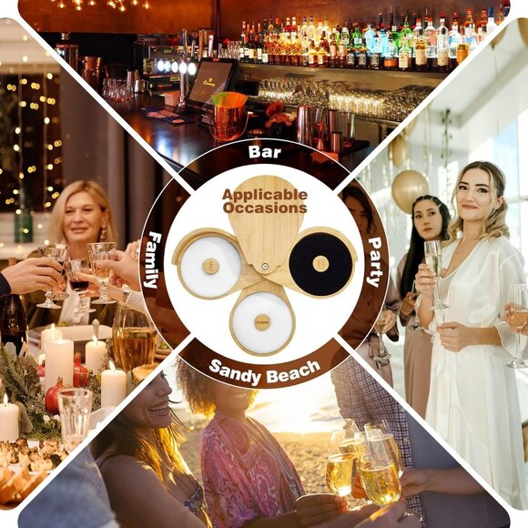 Tier Bar Glass Rimmer Bamboo Wood Sugar Salt Box with Sponge,Bartender Tool1 Set - Picture 12 of 14